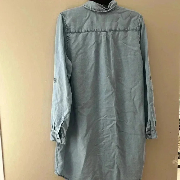 ❤️2/$40❤️[M]Parasuco Light Denim oversized Long Sleeve Button Tunic Dress Shirt - Picture 6 of 7